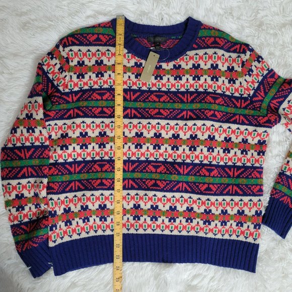 NWT J. Crew Fair Isle 100% Lambs Wool Crewneck Sweater - Size XS - Picture 10 of 11